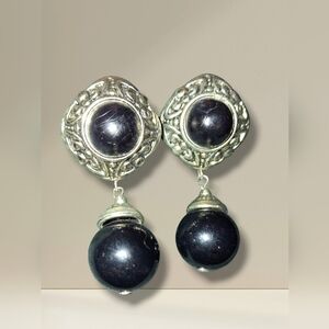 Large 80s Black fashion Post earrings Acrylic Drop 2/25$